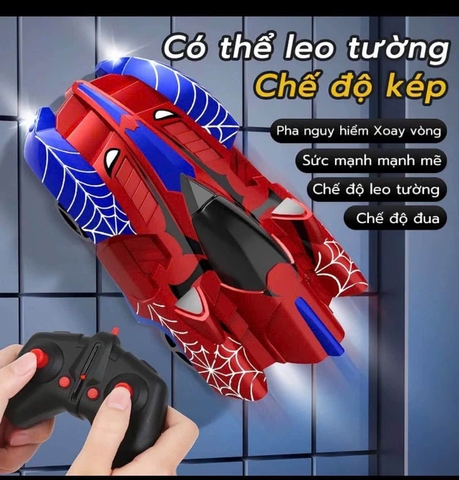 Đồ chơi ô tô Spiderman leo tường 2.4GHz có điều khiển