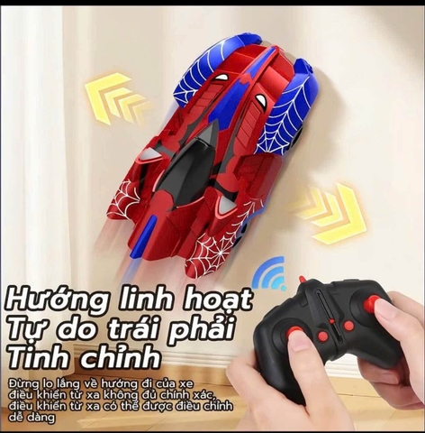 Đồ chơi ô tô Spiderman leo tường 2.4GHz có điều khiển
