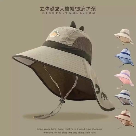 Mũ chống nắng vành rộng hình khủng long 6 màu