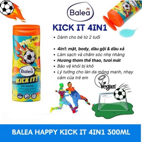 Sữa tắm gội 4in1 Balea 300ml Let's Kick It cho bé trai