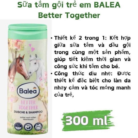 Sữa tắm gội 2in1 cho bé trai, bé gái hãng Balea 300ml nhiều mùi