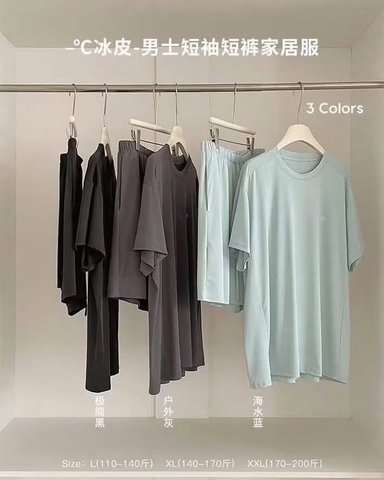 Bộ CỘC TAY cotton lạnh Songfei cho nam 3 màu xanh, đen, ghi