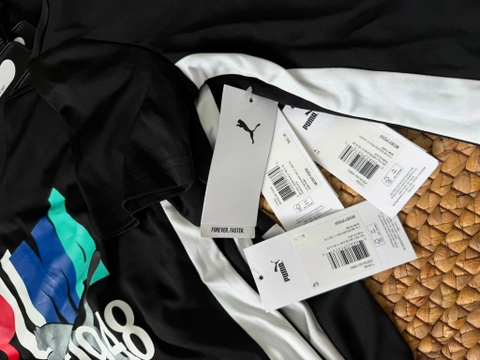 Bộ cộc tay thể thao ĐEN sọc trắng Puma size đại
