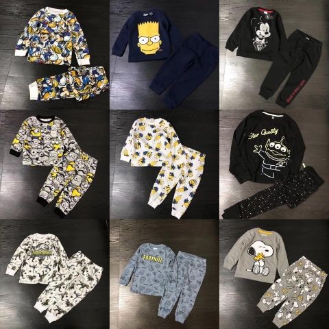 Bộ Disney bé trai bé gái nhiều mẫu chất cotton, nỉ, nỉ lót bông