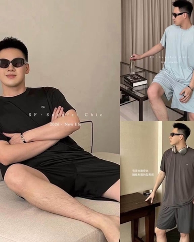 Bộ CỘC TAY cotton lạnh Songfei cho nam 3 màu xanh, đen, ghi