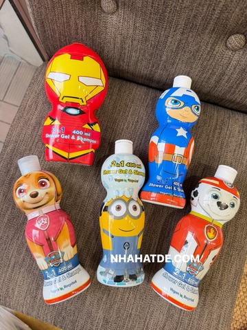 Sữa tắm gội 2in1 thuần chay VEGAN hình marvel, captain, elsa 400ml