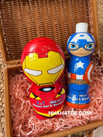 Sữa tắm gội 2in1 thuần chay VEGAN hình marvel, captain, elsa 400ml