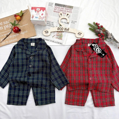 Set 2 bộ ngủ dài tay đỏ, xanh cho bé