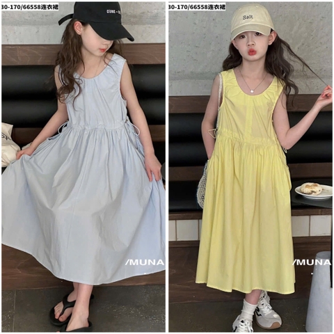 Váy sát nách Munaya Studio túi hộp dáng suông chữ A 2 màu vàng, xanh