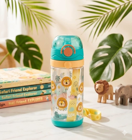 Bình nước nhựa NHỎ 600ml hãng Smiggle Sư tử