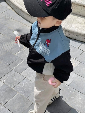 Áo khoác gió Marvel Spiderman xanh phối đen