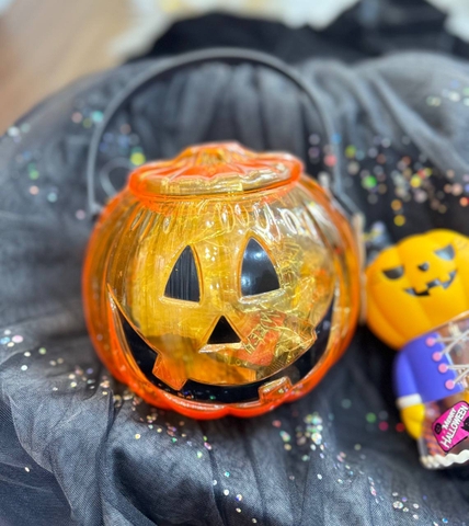 Xô bánh kẹo bí ngô trong suốt Halloween