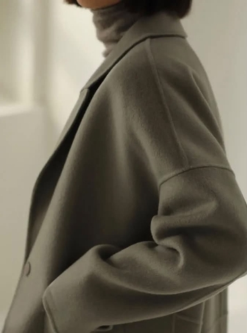 Áo ICICLE khoác dạ blazer dáng dài màu rêu đậm