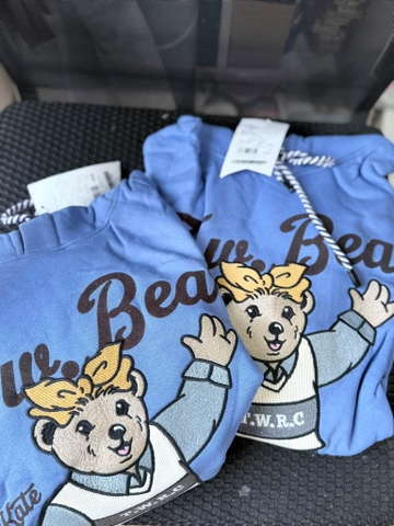 Áo hoodie Teenie Weenie xanh coban thêu gấu size S