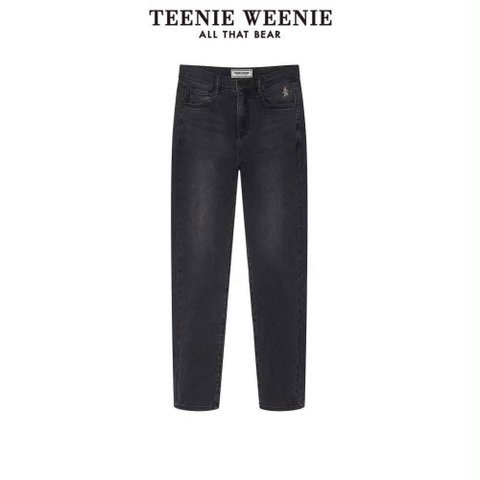 Quần Teenie Weenie jean thêu gấu màu đen cho mẹ và bé lớn