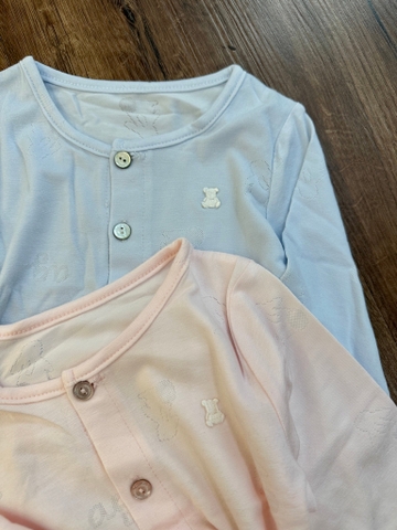 Bộ cotton dài tay Ettoi xuất Hàn 2 màu xanh và hồng