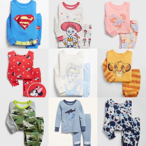 Bộ cotton BabyGap dài tay bo gấu bé trai bé gái nhiều mẫu thu đông 2021