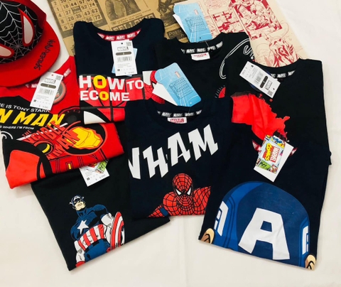 Áo cotton dài tay bé trai Marvel nhiều mẫu Spiderman, Captain, Iron man