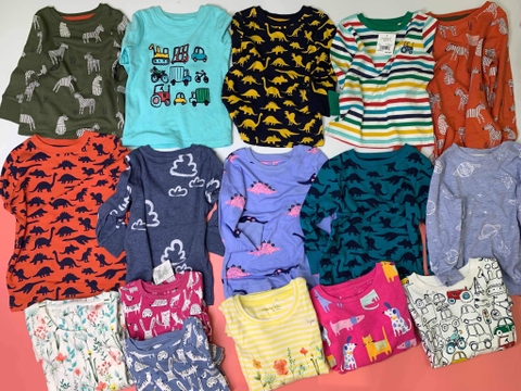 Áo cotton Next dài tay họa tiết mèo, khủng long, oto, ...