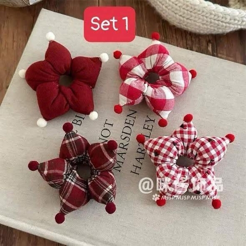 Set 4 chun buộc tóc 2 mẫu cho bé gái