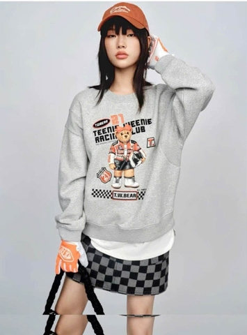 Áo nỉ dài tay 2 màu ghi và vàng Teenie Weenie Racing Club
