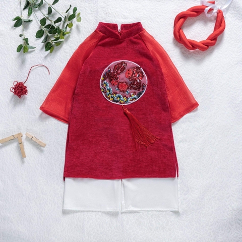 Áo dài Tuyết Ngư bé gái kèm mấn 3 màu