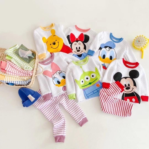 Bộ trần bông viền cổ màu nhiều mẫu nhân vật Disney