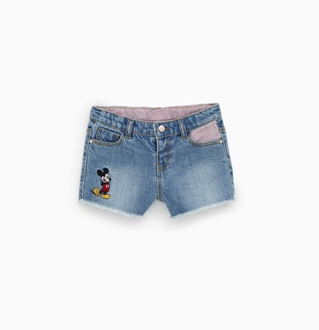 Quần sooc jean Zara thêu Mickey, xương rồng