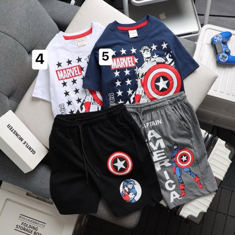 Bộ cotton cộc tay Hiunikids 5 mẫu Marvel Spiderman, Captain American
