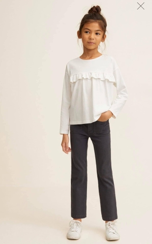 MANGO AUTH - Áo dài tay viền bèo 2 màu đen và trắng