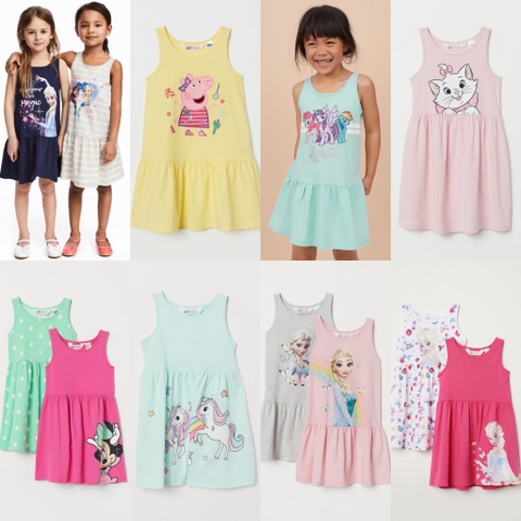 Váy H&M sát nách nhiều mẫu: Elsa, Peppa, Pony, Minnie, mèo Marie