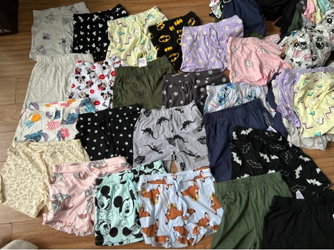 Quần sooc đùi hãng Fox nhiều mẫu bé trai bé gái Minnie, mickey xanh, hoa cúc tím...