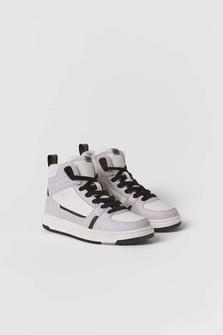Giày cao cổ ZARA trắng mix tím