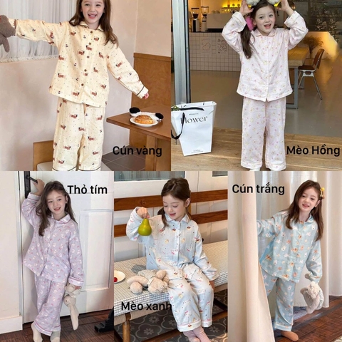 Bộ pyjama dài tay 5 mẫu bé gái AMBB