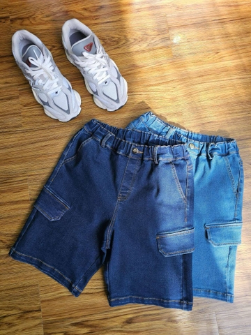 Quần short jean Beemon BT cạp chun 2 màu đậm, nhạt