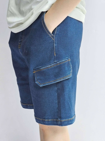 Quần short jean Beemon BT cạp chun 2 màu đậm, nhạt