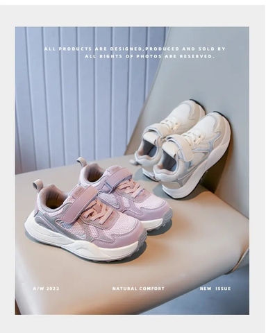 Giày thể thao dán siêu nhẹ hai màu trắng, be, tím