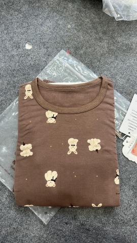 Bộ cotton dài tay nâu hình gấu voi và thỏ SIZE ĐẠI bé gái