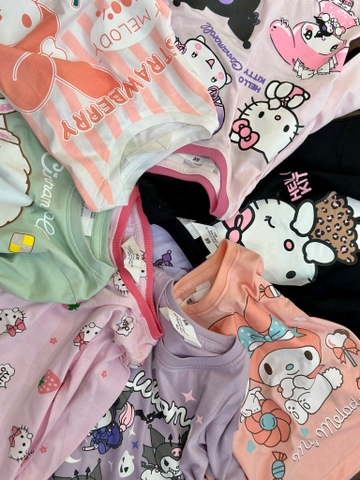 Bộ cotton H&M nhân vật Sanrio Kuromi, Melody, Cinnamoroll, Hello Kitty