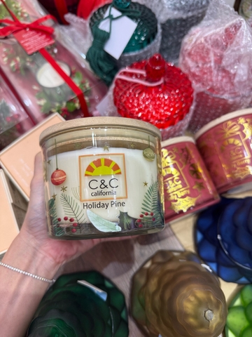 Nến C&C California nắp gỗ 14 Oz 2 màu trắng, đỏ