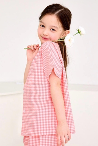 Bộ pyjamas cộc tay hãng Unifriend kẻ caro 4 màu