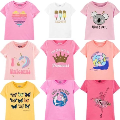 Áo phông cotton cộc tay Oshkosh, Carter's nhiều mẫu bé gái 2021