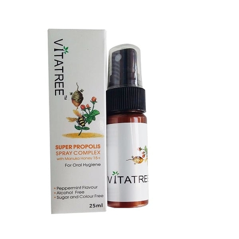 Xịt keo ong Vitatree Super Propolis Spray Complex with honey 30ml