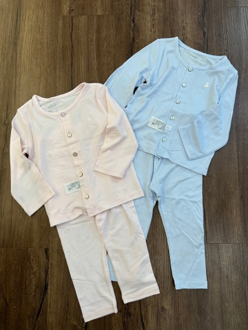 Bộ cotton dài tay Ettoi xuất Hàn 2 màu xanh và hồng