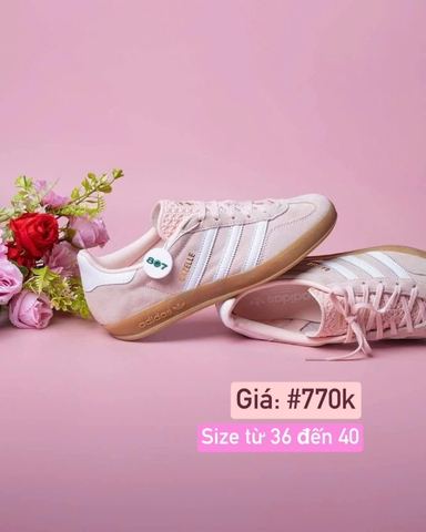 Giày Adidas màu hồng phối sọc trắng