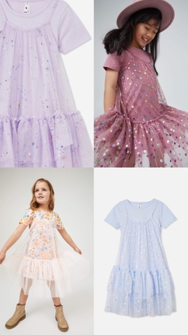 Váy Cotton On Kid 2in1 phối voan 4 màu