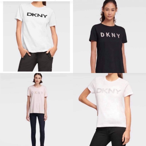 Áo phông cotton nữ DKNY made in Vietnam 5 mẫu đen, trắng, hồng cam
