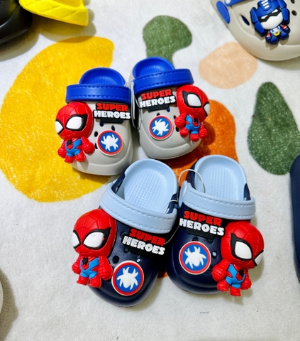 Dép sục Crocs Spiderman 2 màu ghi và navy