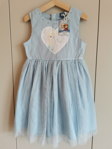 Váy đính cườm Elsa Frozen voan nhũ lấp lánh 2 màu hồng cam và xanh