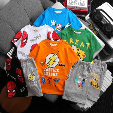Bộ cotton cộc tay H&M nhiều mẫu bé trai Sonic, Tom&Jerry, Spike, Spiderman...